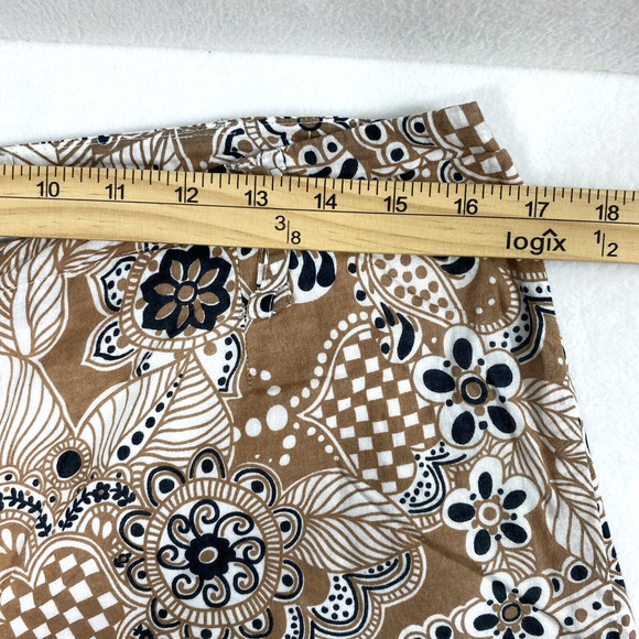 Talbots Pants Womens Size 12‎ Brown Black Floral Wide Leg Slacks Casual Cotton - Picture 6 of 10